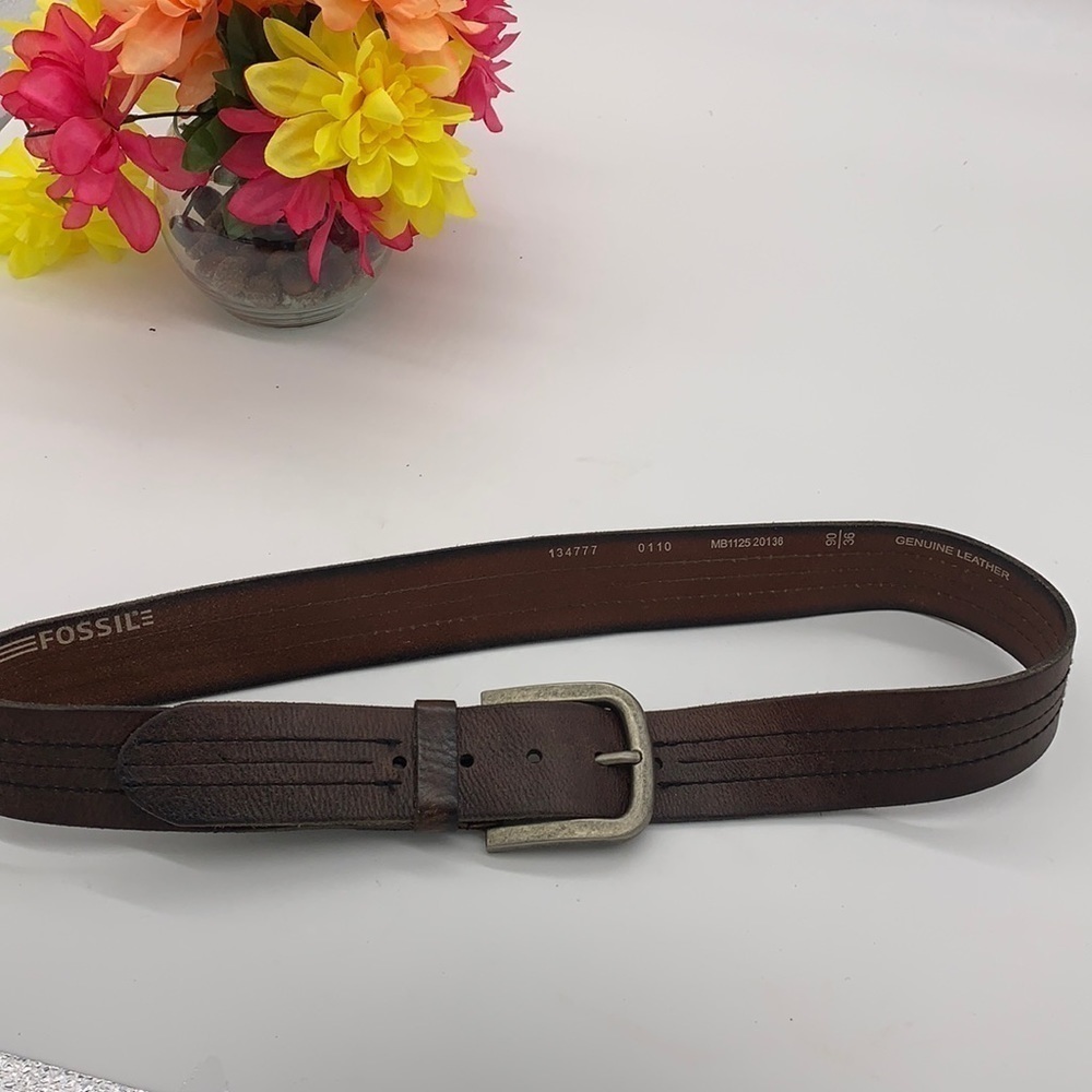 Fossil Brown Leather Belt Sz 90/36